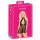 Skūpstāms mežģīņu babydoll ar kaklasiksnu (melns) - L/XL
