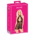 Kissable - mežģīņu babydoll ar kakla siksnu, melna - L/XL