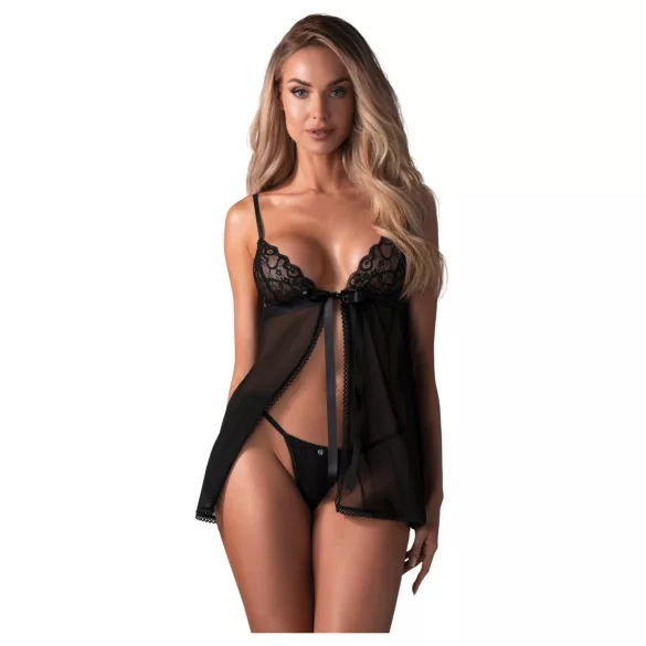 Obsessive babydoll komplekts ar mežģīnēm melns