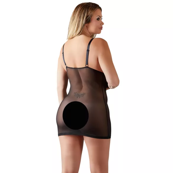 Cottelli plus size mežģīņu caurspīdīga naktskrekls melns - 2XL