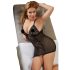 Cottelli Plus Size - mežģīņu caurspīdīga naktskrekls (melns) - 2XL