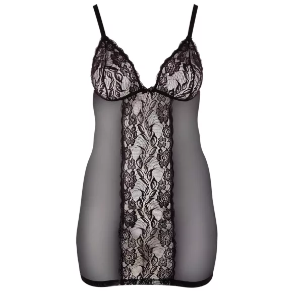 Cottelli plus size mežģīņu caurspīdīga naktskrekls melns - 2XL
