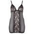 Cottelli Plus Size - mežģīņu caurspīdīga naktskrekls (melns) - 3XL