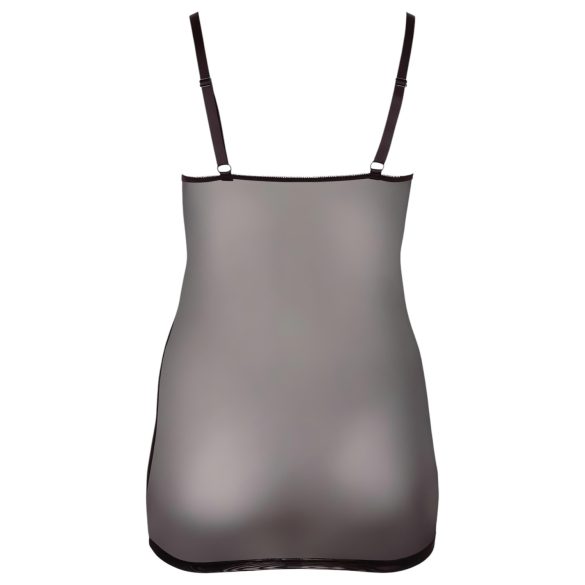Cottelli Plus Size - mežģīņu caurspīdīga naktskrekls (melns) - 3XL