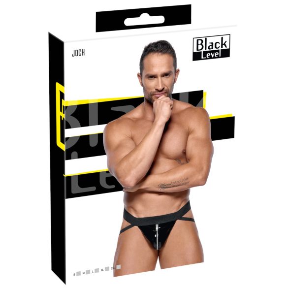 Black Level - vīriešu jockstrap biksītes ar rāvējslēdzēju melnas - L