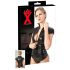 LATEX - sieviešu īsroku tops ar rāvējslēdzēju (melns) - 2XL
