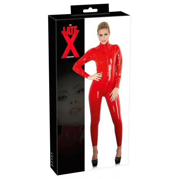 Latex sieviešu kombinezons ar garām piedurknēm (sarkans) - S