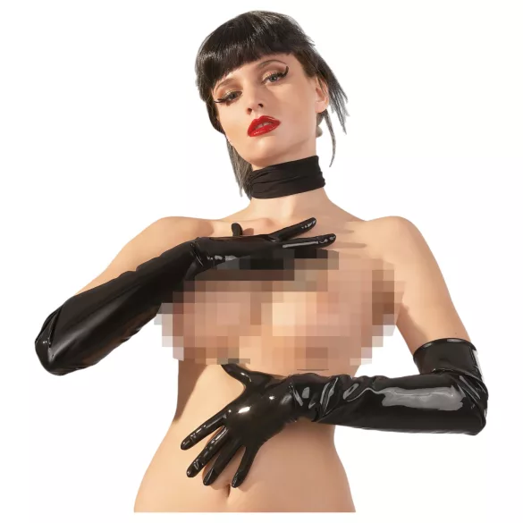Latex garie cimdi unisex melni - L
