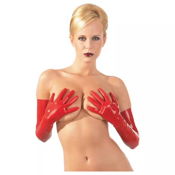 LATEX - garas cimdi gari unisex sarkani - L