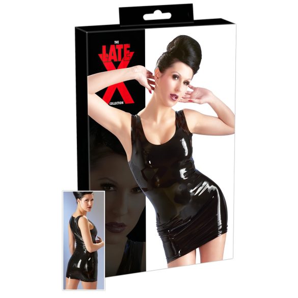 Lateksa - bezpiedurkņu mini kleita (melna) - 2XL