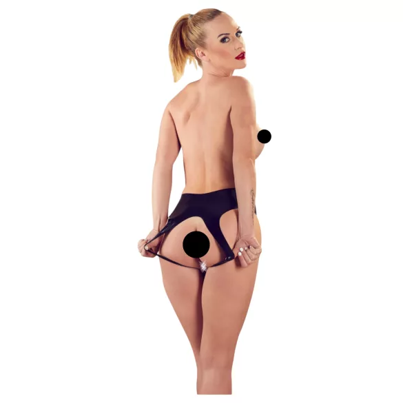 Latex melnas pilnībā atvērtas sieviešu biksītes (S-L)