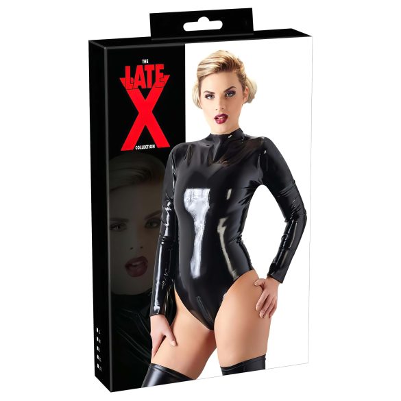 LATEX - garām piedurknēm sieviešu bodijs (melns)