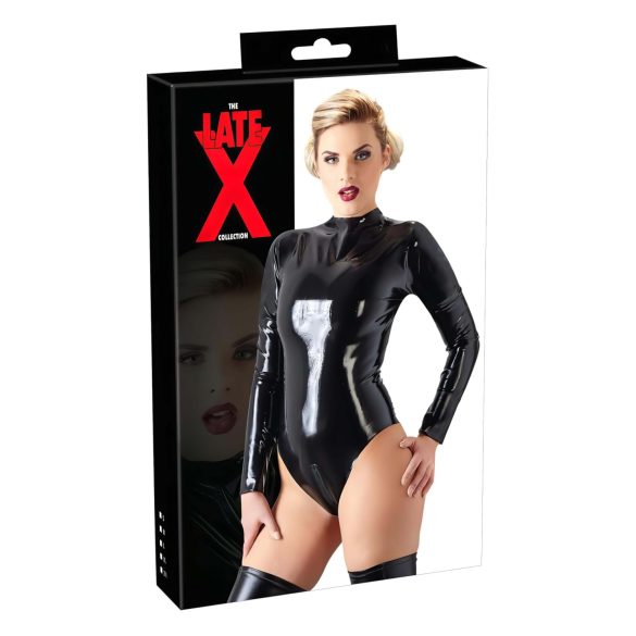 LATEX - garām piedurknēm sieviešu bodijs (melns)