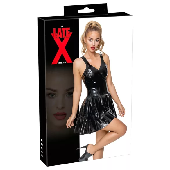 LATEX - mini kleita ar volāniem (melna)