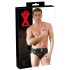 LATEX - vīriešu apakšveļa ar anālo dildo un iekšējo dzimumlocekli (melna) - XL