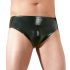 LATEX - vīriešu apakšveļa ar anālo dildo un iekšējo dzimumlocekli (melna) - XL