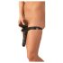 LATEX - apakšveļa ar ārējo un iekšējo dildo - melna (S-L)