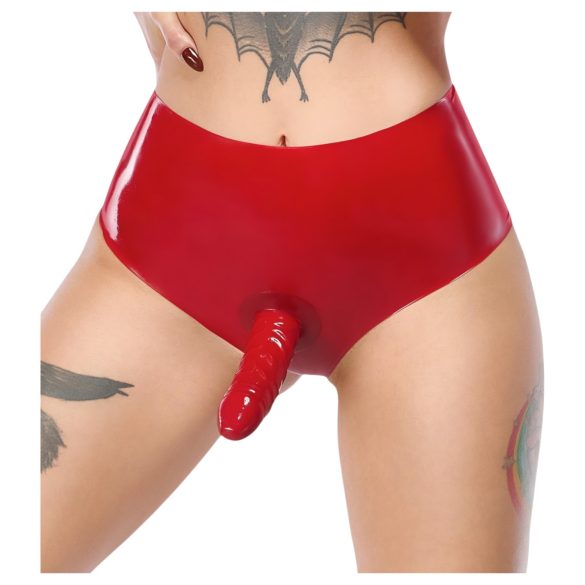 LATEX - apakšveļa ar reālistisku sarkanu dildo