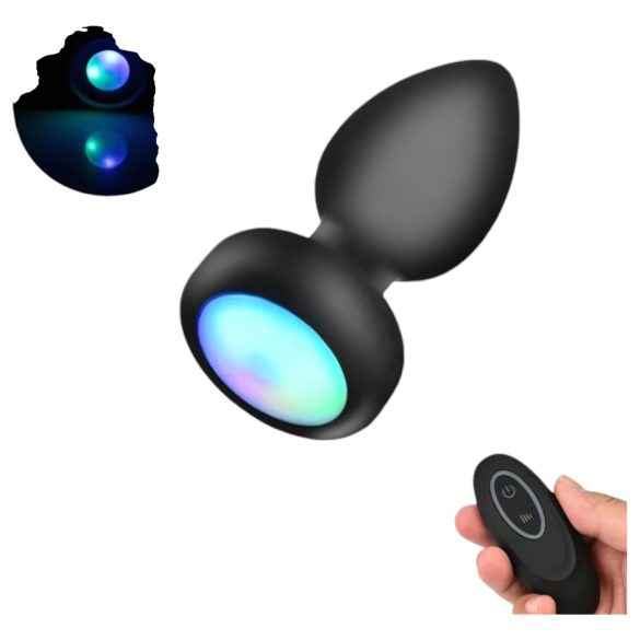 Mrow - mirdzošs, radiovadāms anālais vibrators (melns)