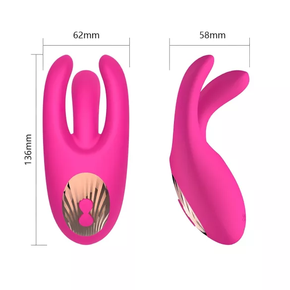 Mrow - klitora stimulators ar 3 zariem, uzlādējams vibrators, rozā