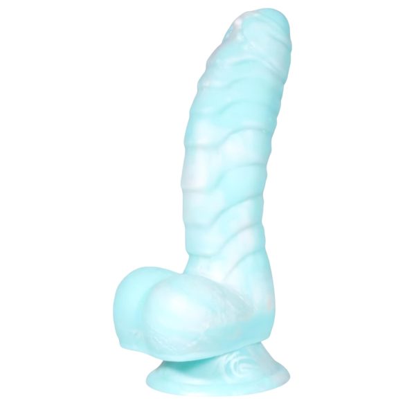 OgazR Jūras Čūska - rievots dildo - 17 cm (zils-balts)