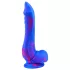 Inkipus - silikona dildo ar sēkliniekiem 18cm zils-rozā