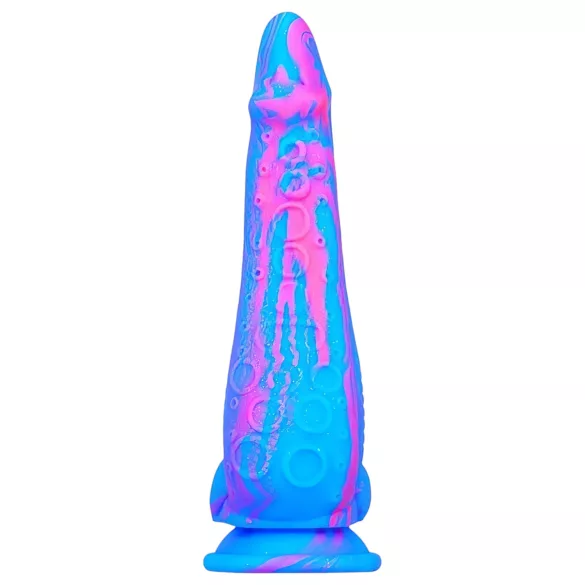 Inkipus - silikona dildo ar sēkliniekiem 18cm zils-rozā