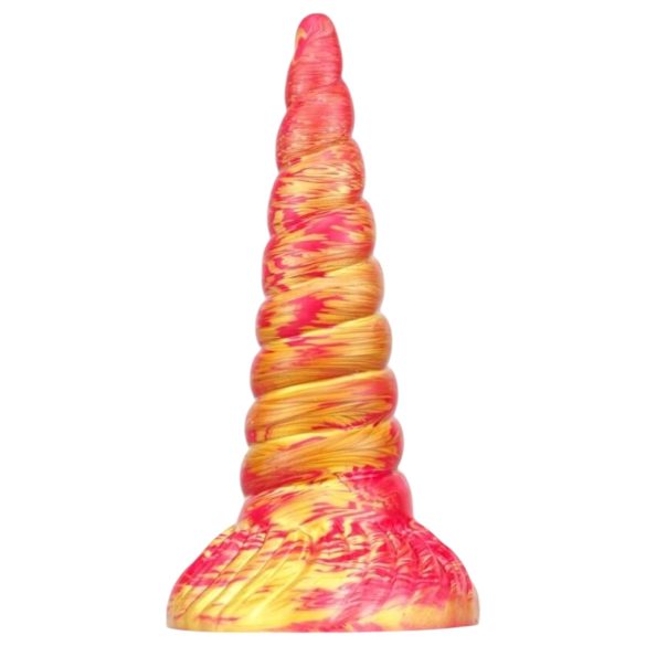 Metāliskais anālais - vienradža dildo - 17cm (rozā-zelts)