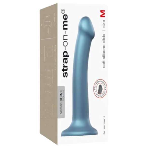 Metallic Shine M siksna strap-on - ādas draudzīgs dildo (metāliski zils)