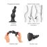 Strap-on-me Kreļļu Dildo M - pērlīšu, piesūcekņa dildo (melns)