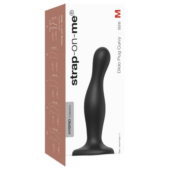 Strap-on-me Curvy M - viļņveida piesūcekņa dildo (melns)