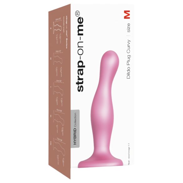 Strap-on-me Curvy M - viļņots, ar piesūcekni dildo (rozā)