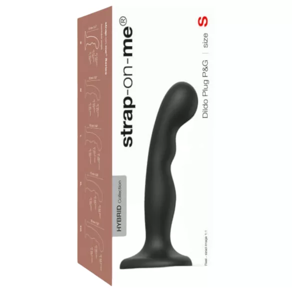 Strap-on-me strap-on dildo ar piesūcekni, izliekts, melns, S izmērs