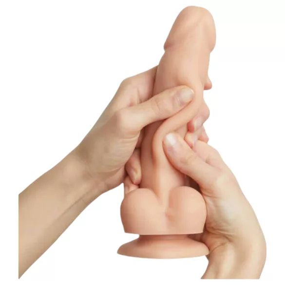 Strap-on-me mazs dubultslāņu dildo ar piesūcekni, miesas krāsas