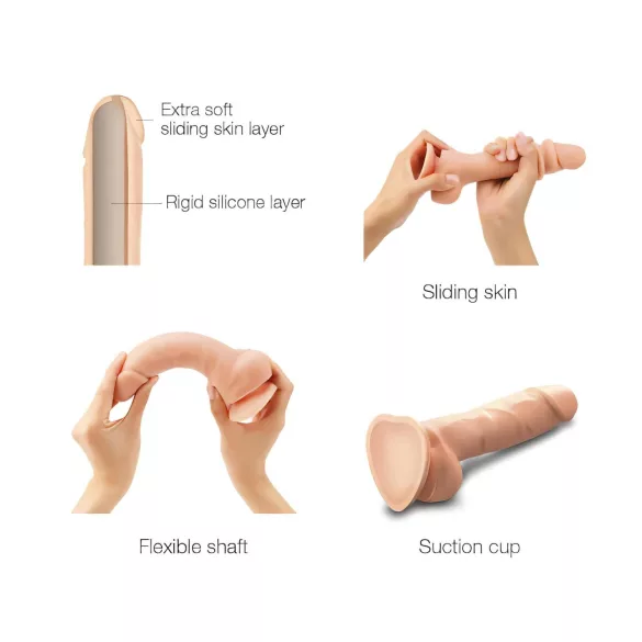 Strap-on-me mazs dubultslāņu dildo ar piesūcekni, miesas krāsas