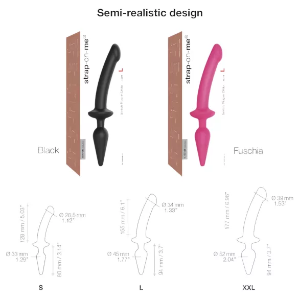 Strap-on-me Switch Semi-Realistic L - 2in1 silikona dildo (rozā)