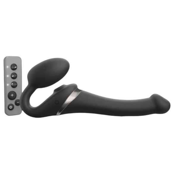 Strap-on-me S - gaisa viļņu vibrators ar siksniņu - (melns)