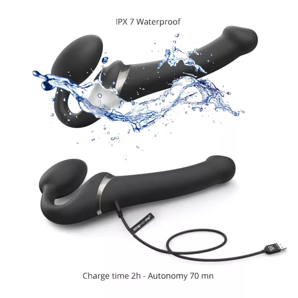 Strap-on-me sieviešu strap-on vibrators ar gaisa viļņiem, melns, S izmērs
