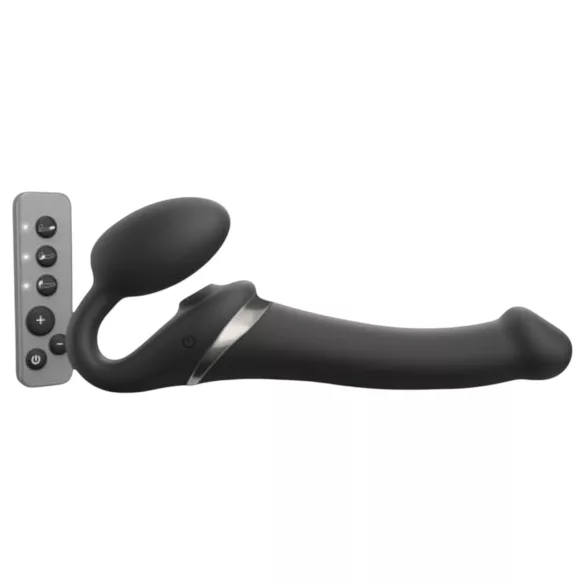 Strap-on-me vidējais strap-on vibrators ar viļņu stimulāciju, melns