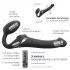 Strap-on-me vidējais strap-on vibrators ar viļņu stimulāciju, melns