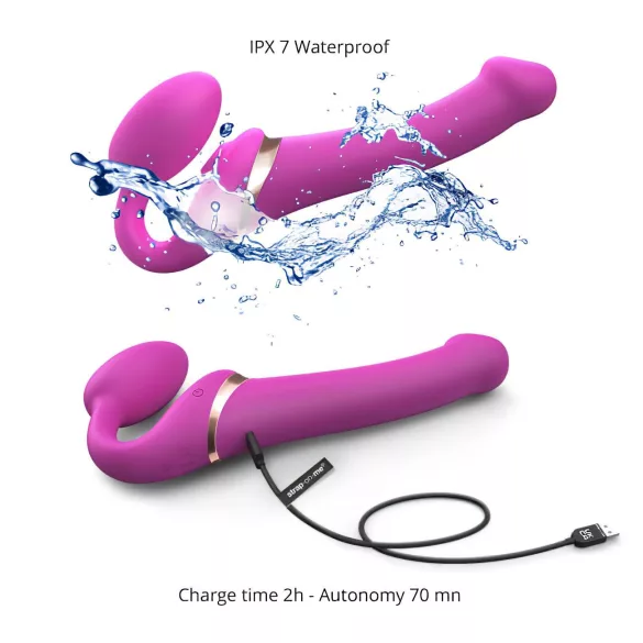 Strap-on-me M - uzmaucamais vibrators ar gaisa viļņu funkciju rozā