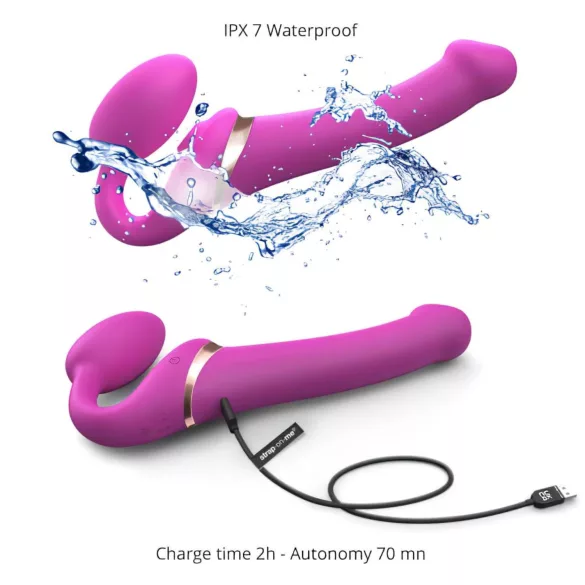 Strap-on-me M - uzliekams, gaisa viļņu vibrators (rozā)