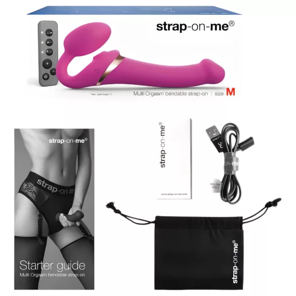 Strap-on-me M - uzliekams, gaisa viļņu vibrators (rozā)