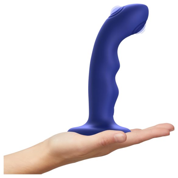 Strap-on G punktam: ūdensnecaurlaidīgs, pulzējošs vibrators (zils)