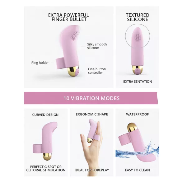 Love to Love pirkstu vibrators uzlādējams rozā