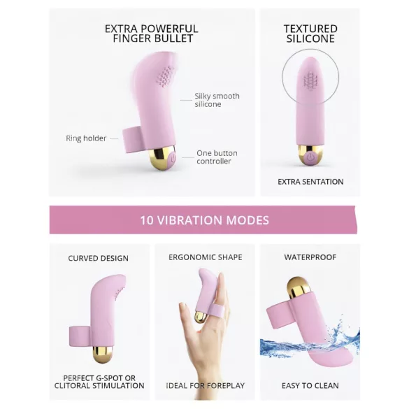 Love to Love pirkstu vibrators uzlādējams rozā