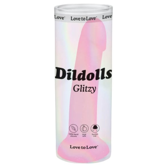 Dildolls Glitzy - piesūceknis silikona dildo (rozā)