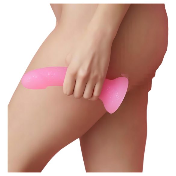 Dildolls Glitzy - piesūceknis silikona dildo (rozā)