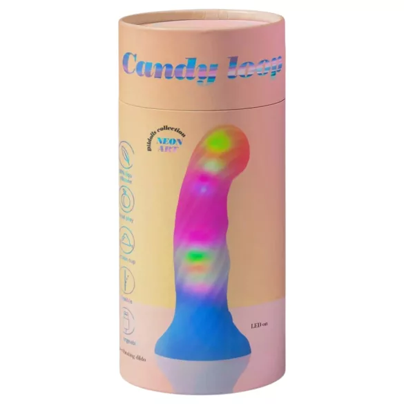 Love to Love Candy Loop - izgaismojošs LED silikona dildo (rozā-zils) - 16,9 cm