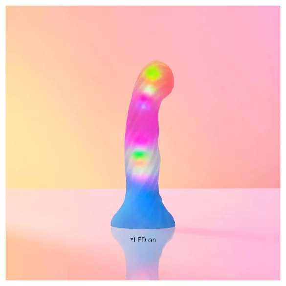 Love to Love Candy Loop - izgaismojošs LED silikona dildo (rozā-zils) - 16,9 cm